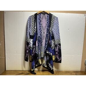 ETRO Milano Long Multi Paisley Open Front Cardigan Sweater Women’s Size 46 Italy